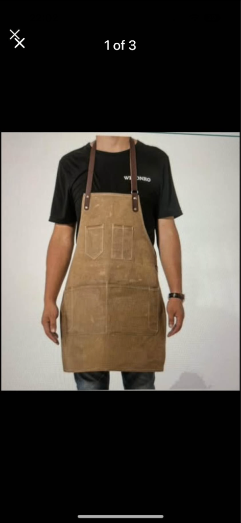 New Brown Work Apron with Pockets – Adjustable Straps