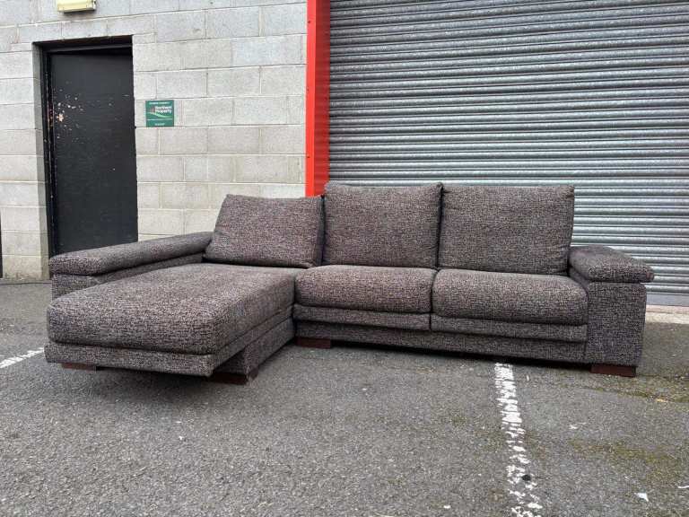 FAMA Charcoal Grey Fabric Corner Group Sofa 