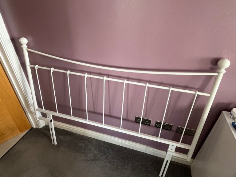 Kingsize white metal headboard