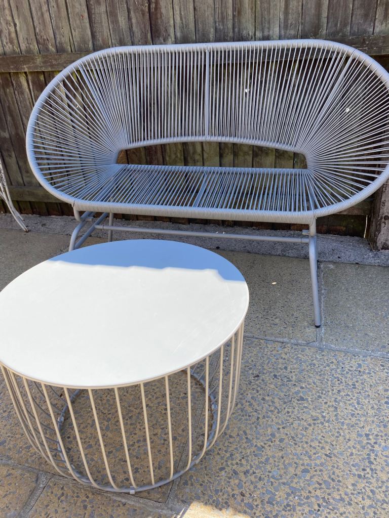 Grey Marks and Spencer Bench and Table. 