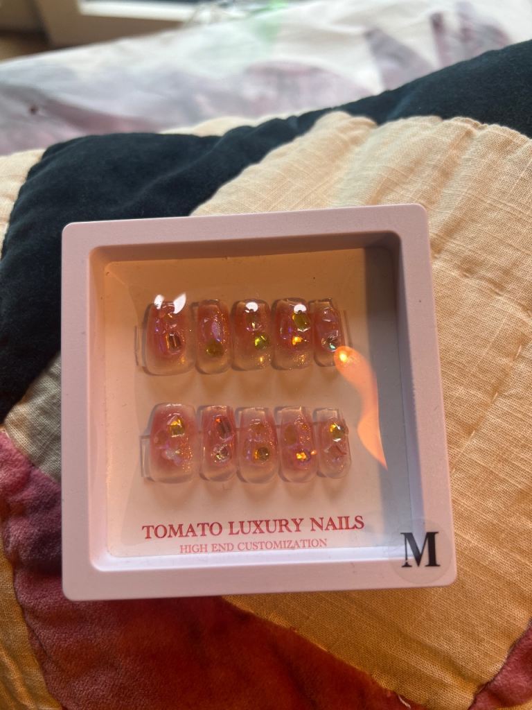 Pink Press-on Nails with Jewels