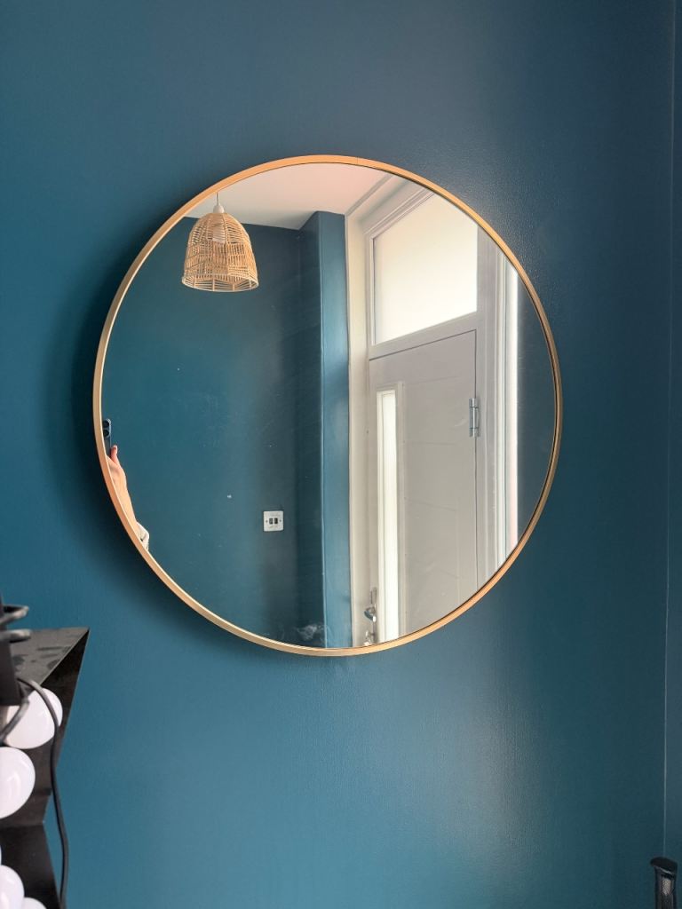 Round Gold Framed Mirror – Good Condition