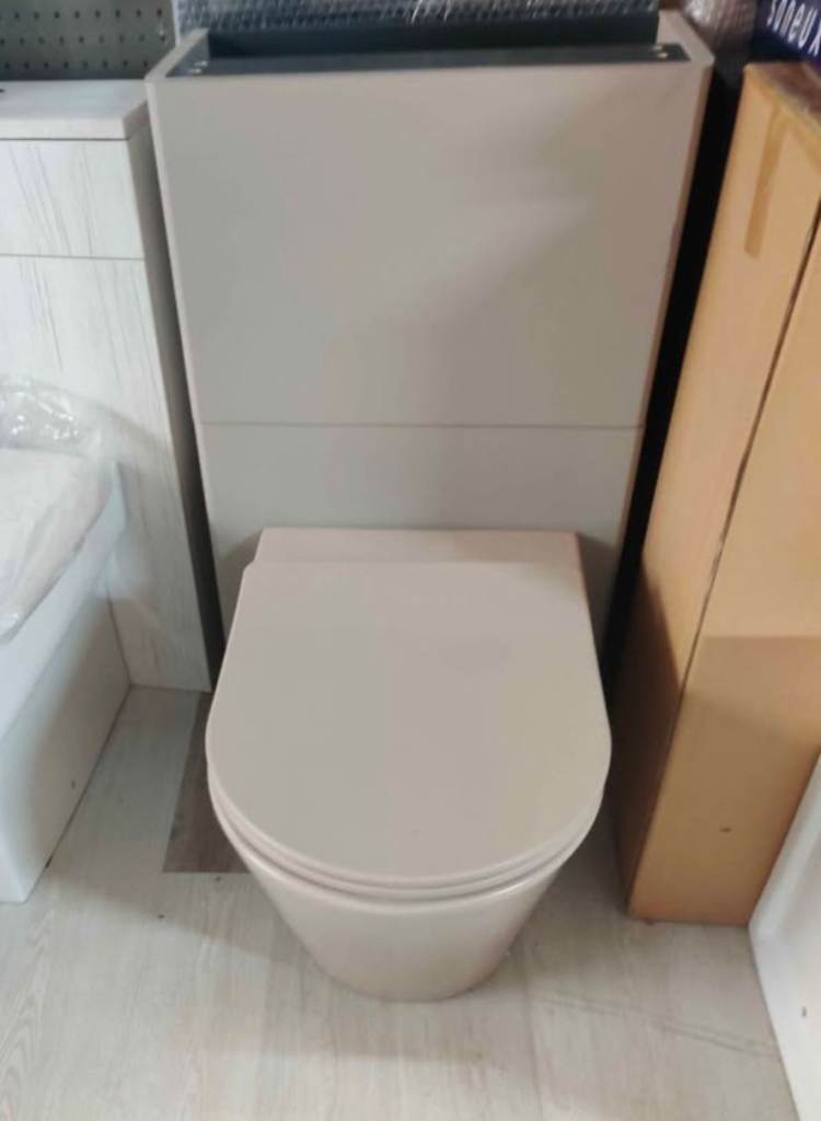 BN Back-to-Wall Taupe Toilet Pan with Cabinet and Cistern
