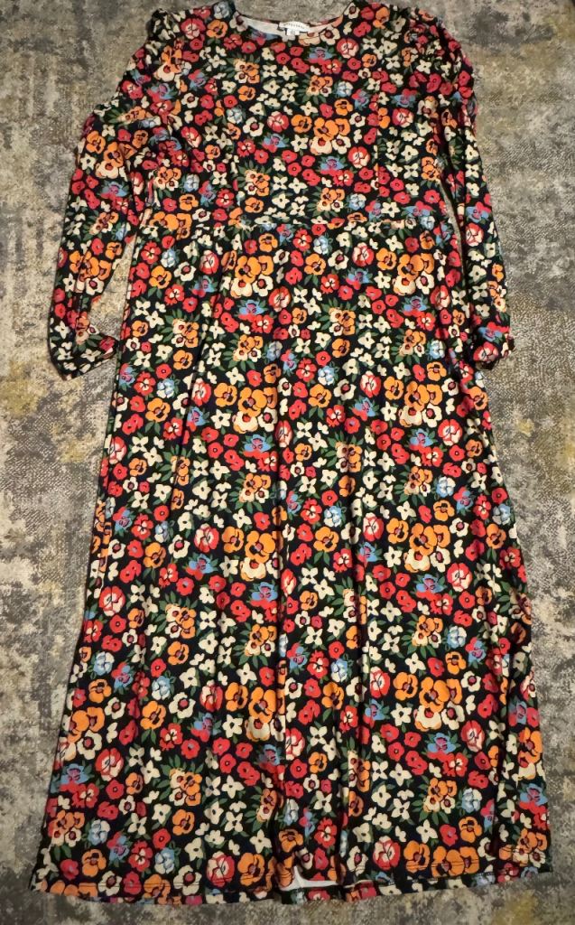 Ladies Warehouse Floral Print Plisse Midi Dress