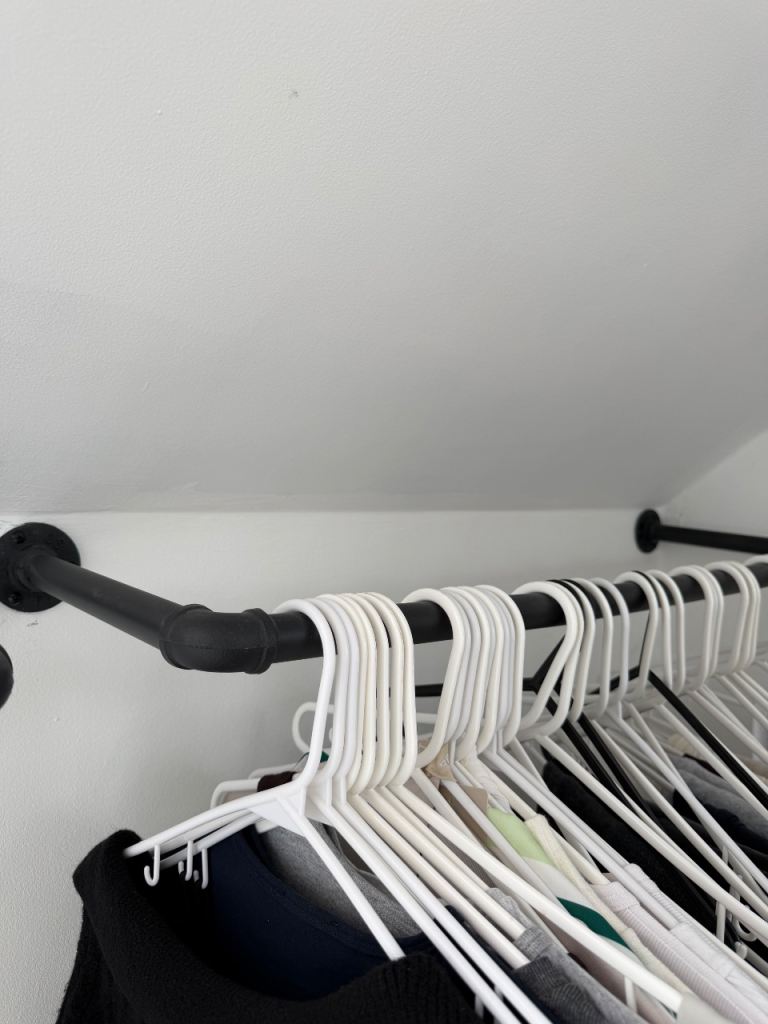Black Wall Mounted heavy duty Clothes Hanging Rails - 920mm Width