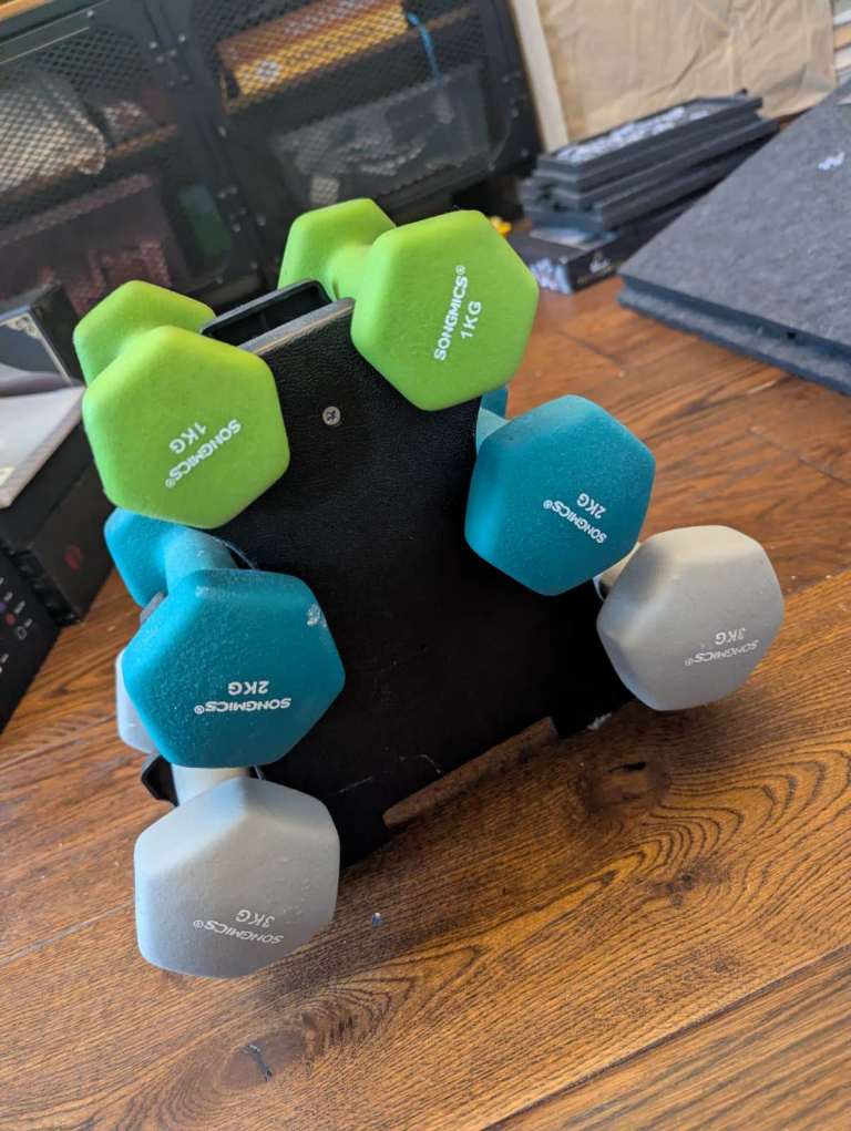 BONDINCE Dumbbell Set with Rack – As Good As New 1,2,3 kgs