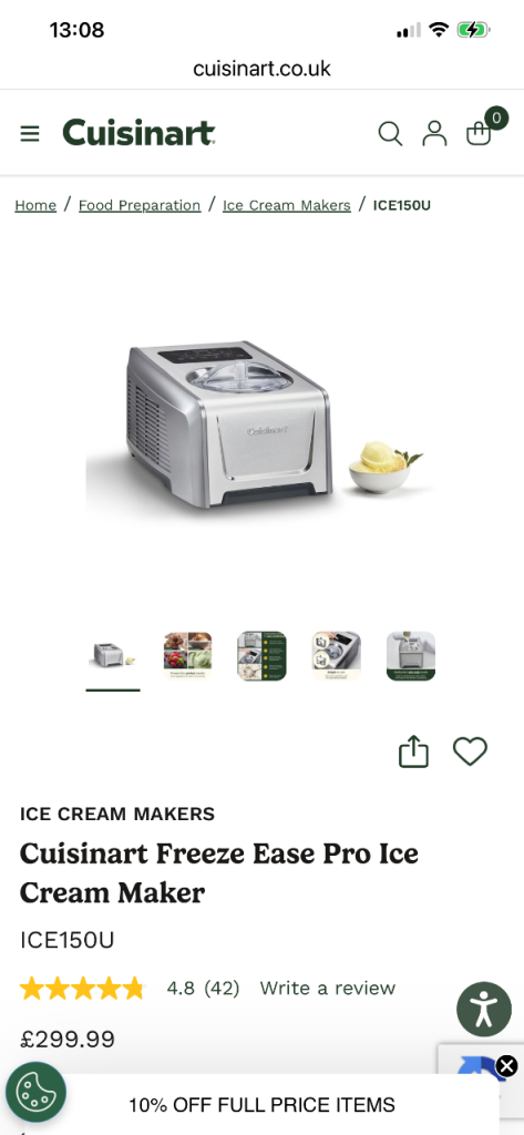 Cuisinart Freeze Ease Pro ICE150U Ice Cream Maker - Silver, New