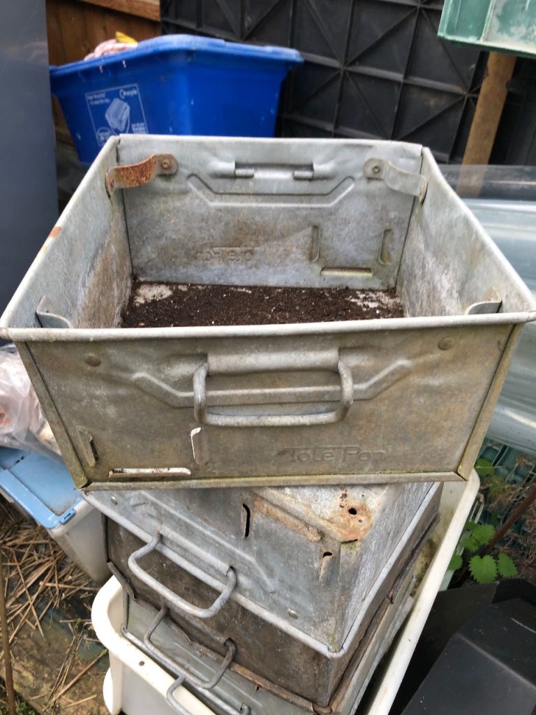 Vintage industrial tote bins. Ideal for planters etc