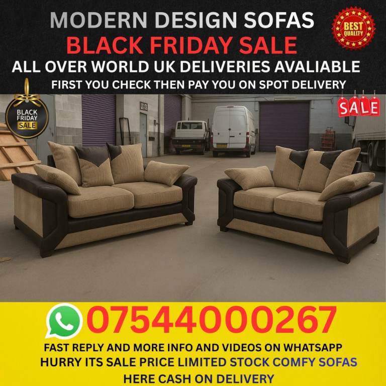 Modern Upholstered Sofas • Strong Build • New UK Furniture Stock