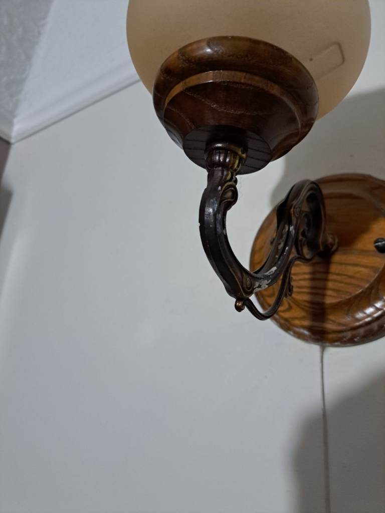 wooden ceiling light and 3 wall lights