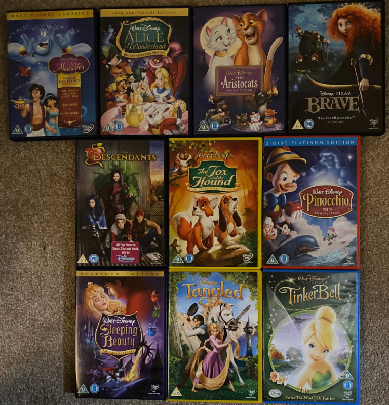 Disney DVD's including many total classics, as per the photo