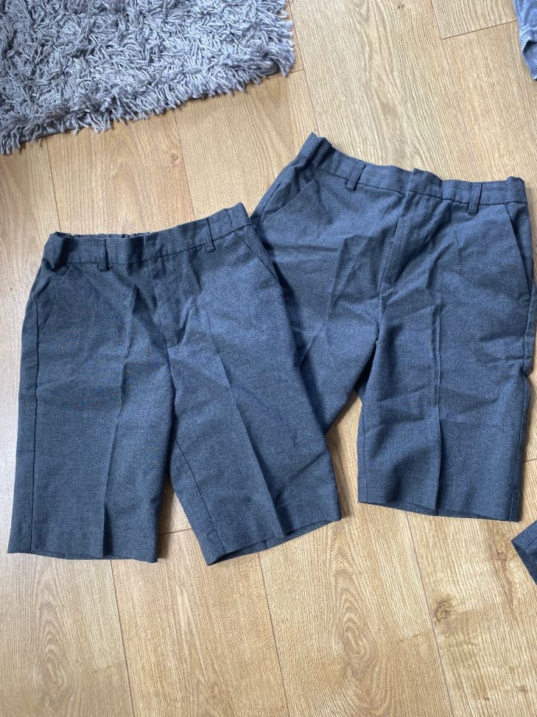 Two Pairs of Grey Kids School Shorts 