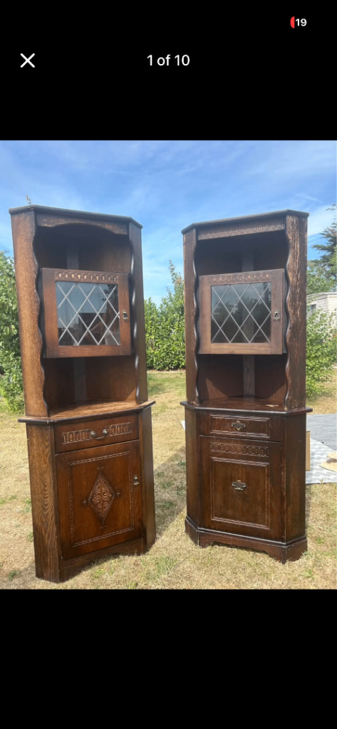 Pair of Vintage Corner Cabinets – Wooden, Good Condition