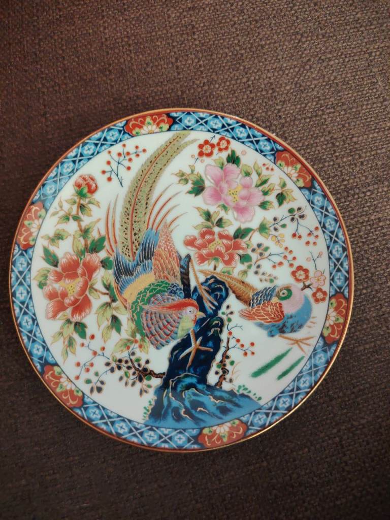 Decorative Japanese Style Ceramic Plate with Bird Design