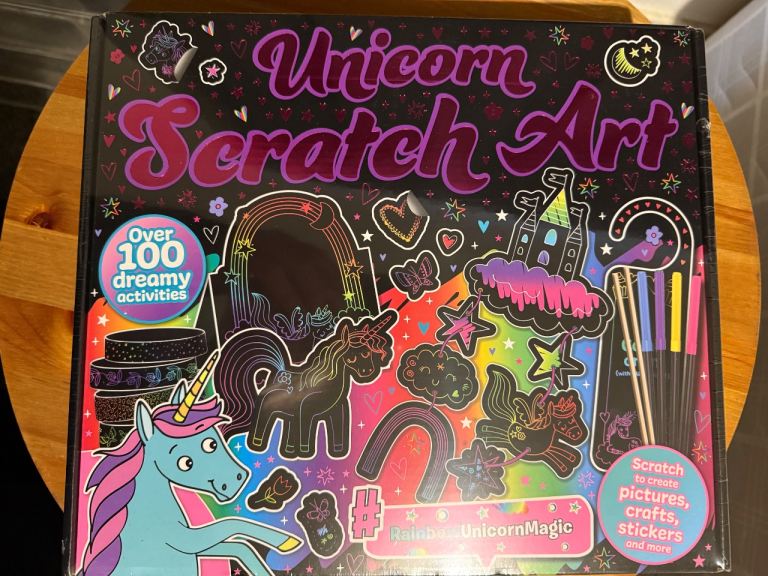 Unicorn Scratch Art Kit – Brand New, Over 100 Activities