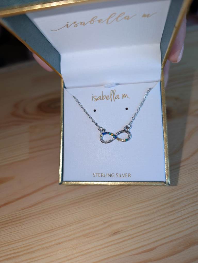 Isabella M sterling silver assorted gemstones necklace - new never worn with box 