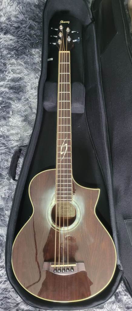 Ibanez EWB205WNE Electro Acoustic 5 string Bass with Tribal Planet case