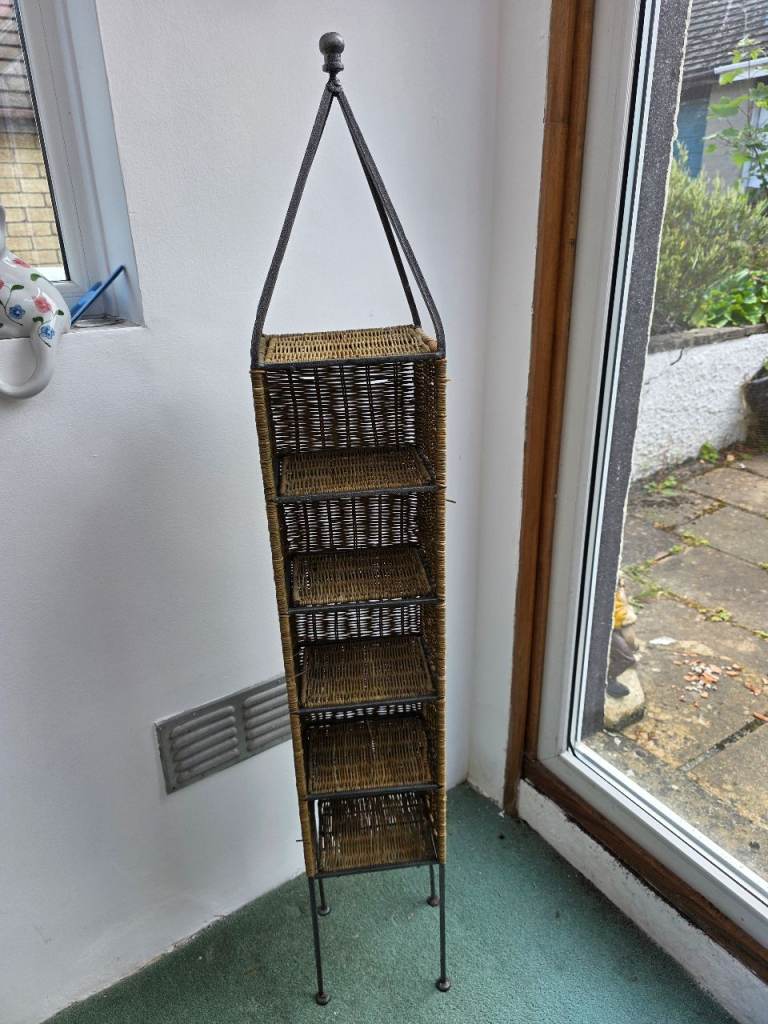 Wicker Storage Unit with Multiple Shelves