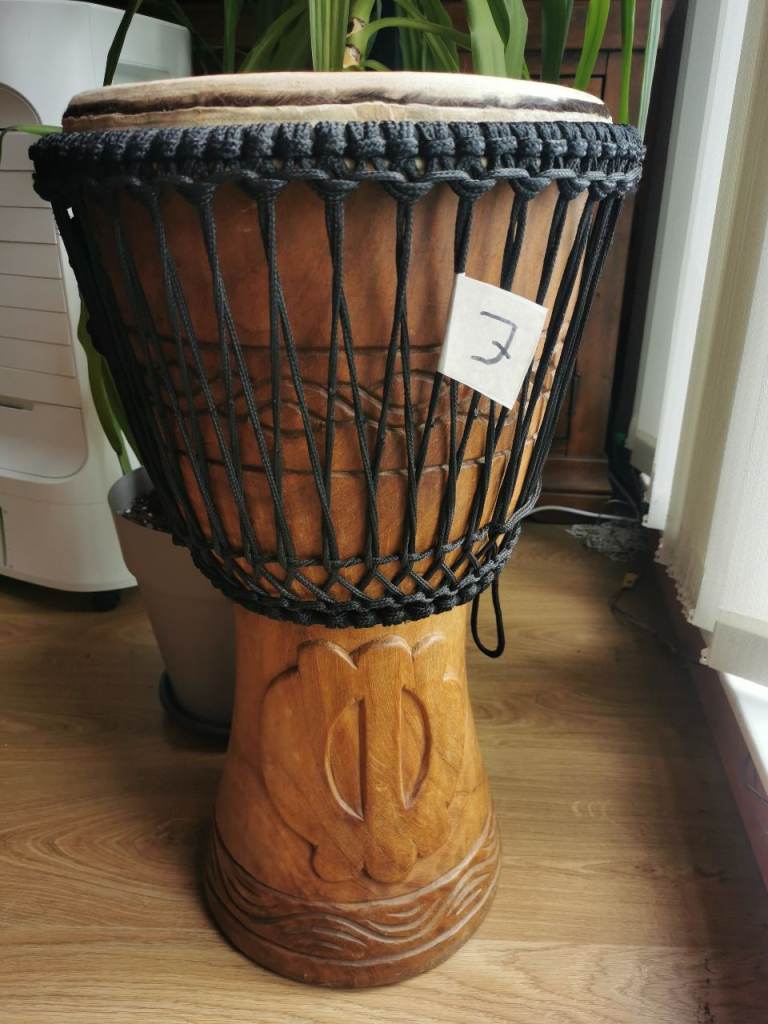12,5" Authentic Ghanaian Djembe Drum With Beautiful Hand Carvings +   Free djembe bag