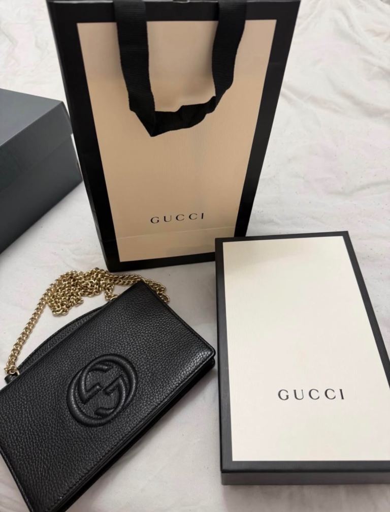 Gucci Black Crossbody Bag with Chain – As New