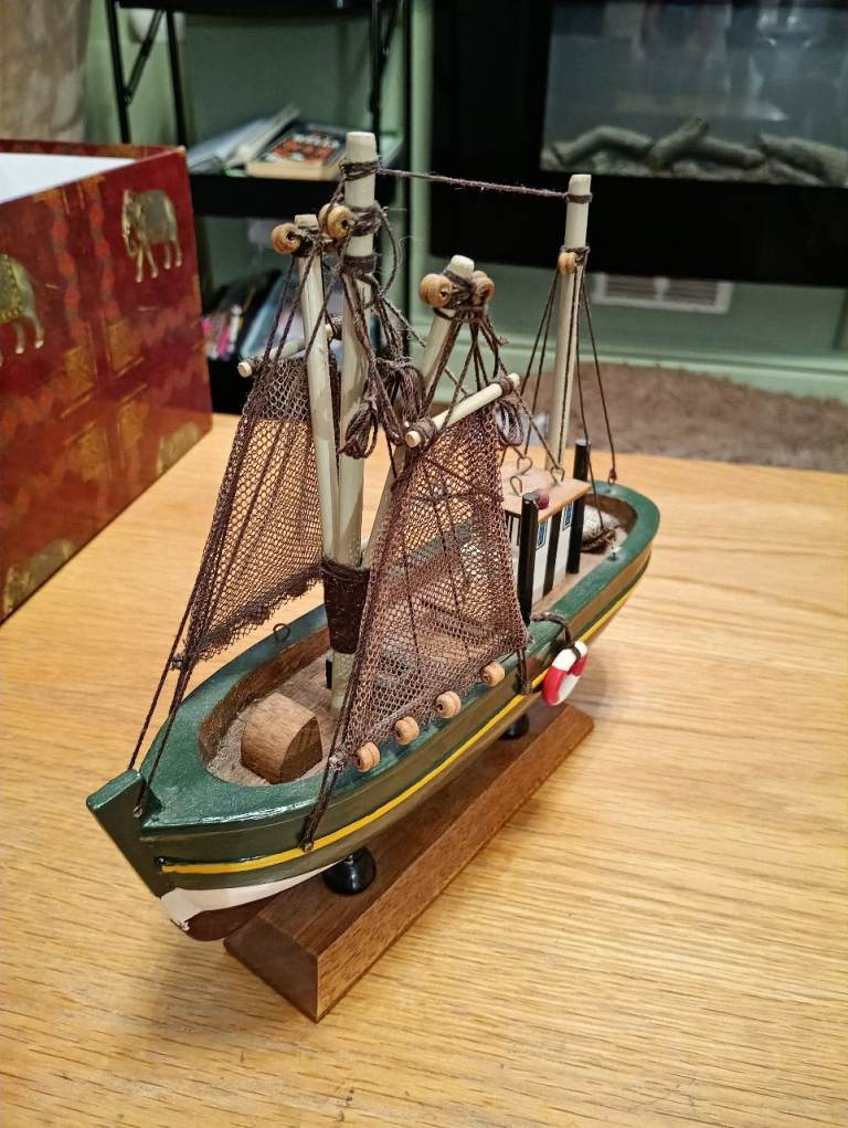 Decorative Wooden Fishing Boat Model – Good Condition