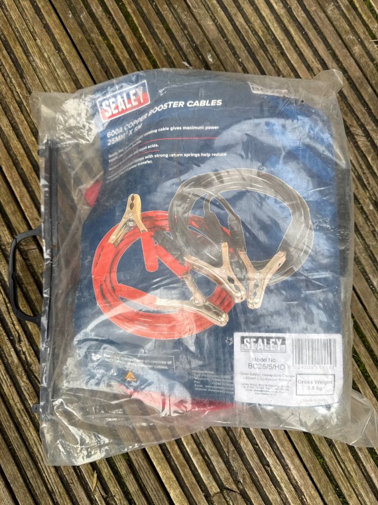 Sealey 600a copper booster cables 25mm x 5m