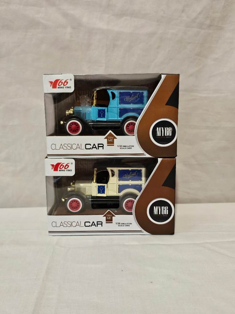 Pair of Brand New 1:32 Die‑Cast MY66 Classic Model Cars - Mint In Box (2x)