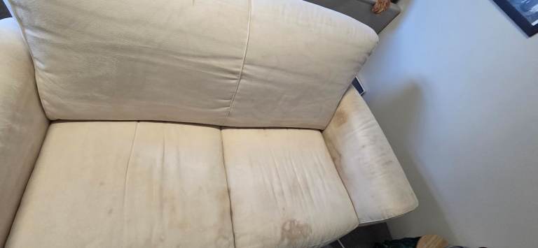 Cream suede sofa,