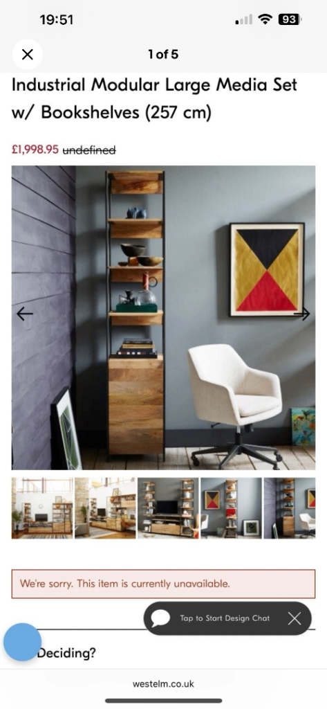 image for West elm mango wood book shelf