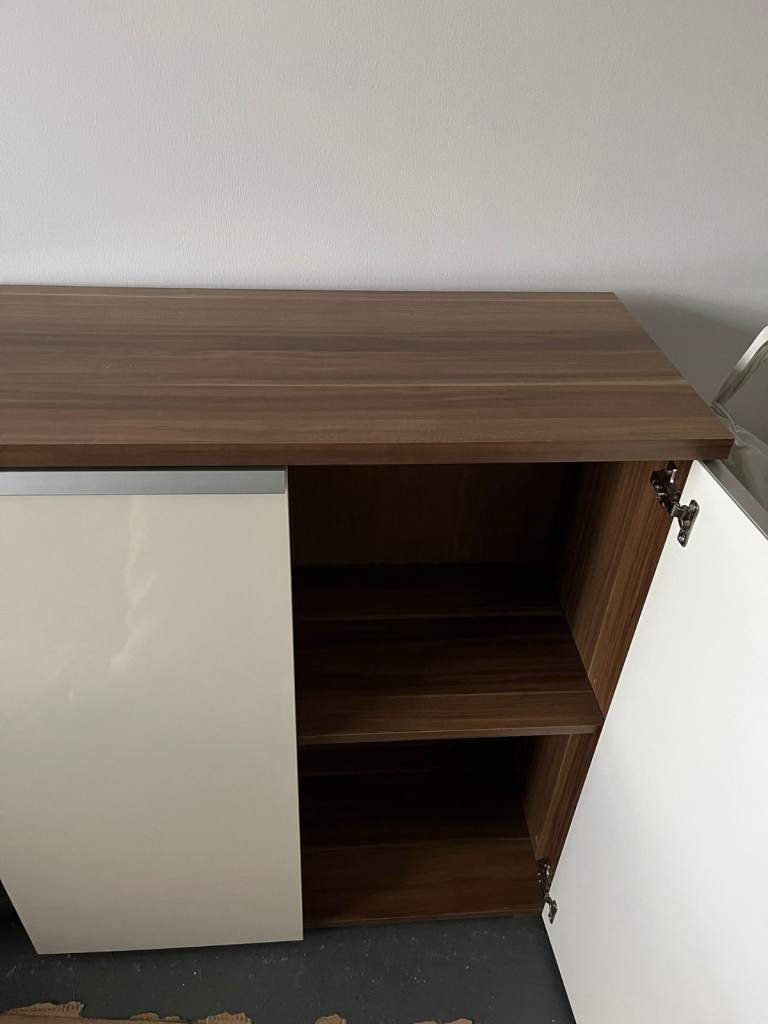 Free Sideboard - high gloss, two doors (white and walnut)
