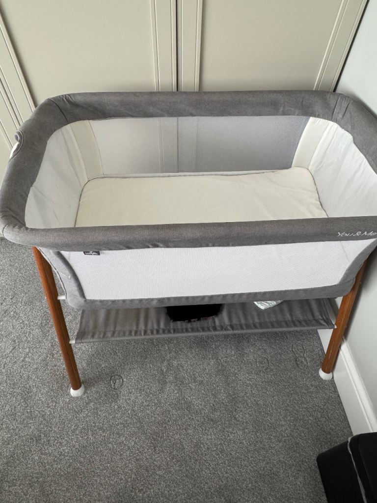 You & Me Grey Baby Cot - Excellent Condition