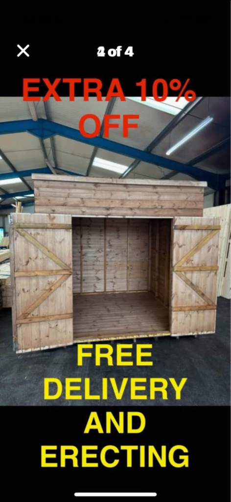 image for EXTRA 10% OFF 8X8 SUPREME PENT SHED FREE DELIVERY AND FITTING 