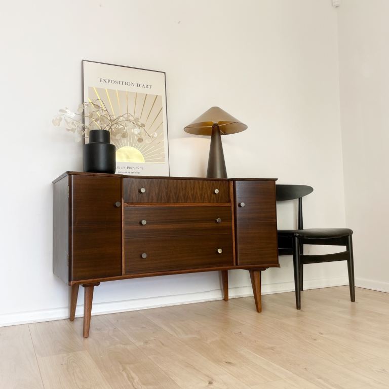 Mid century / Art Deco style walnut sideboard / record cabinet / TV unit by Uniflex