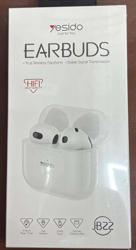 Yesido JB22 True Wireless Earbuds  HiFi Sound, Smart Touch Control, Charging Case (White)