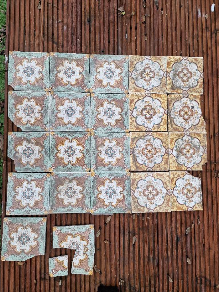 Original Antique Victorian Fireplace Floor Tiles.