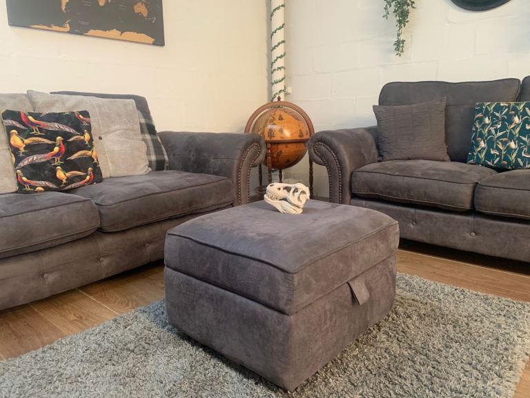 DFS 3 and 2 seater sofas studded 