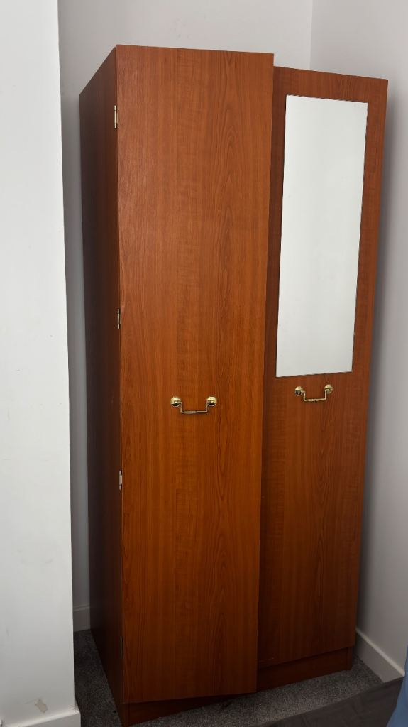 Wooden Wardrobe with Mirror – Good Condition