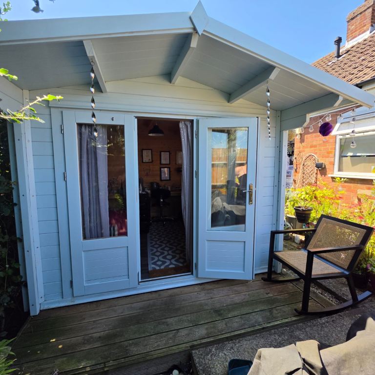 Wooden Garden Shed / Summerhouse – Light Blue, Good Condition