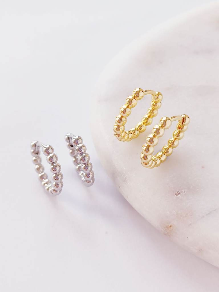 14K Gold or Silver Plated Ball Hoop Earrings Minimalist Jewellery Gift for Women UK