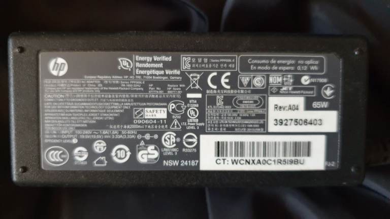 Genuine HP Laptop Charger 65W - 19.5V - Large Black Connector