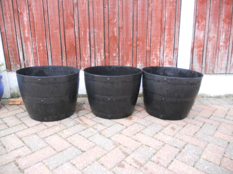 Planters 3  Large Half Barrel Tubs Tuff Black Plastic for your Garden