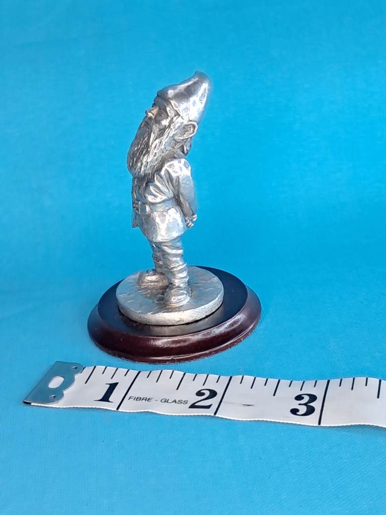 Vintage pewter gnome figurine,collection of English miniature figurines.Fine art sculpture 