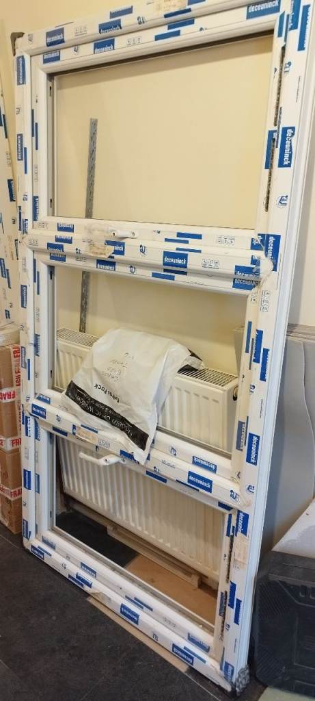 Double-glazed upvc window frame c/w glass units