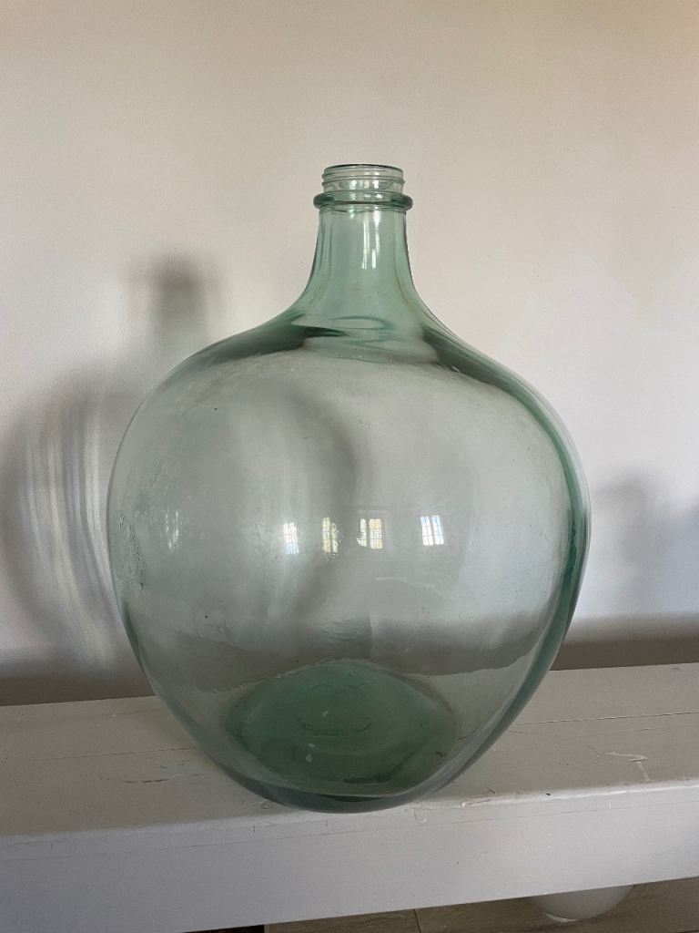 Green blue tinted large glass demijohn carboy bottle  