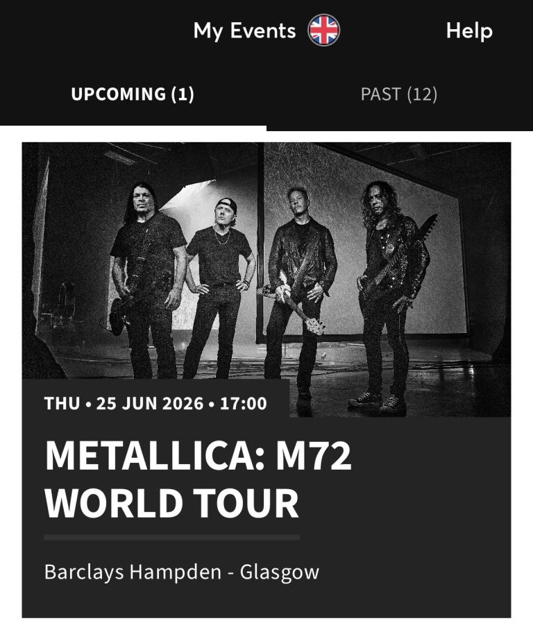 1x Metallica Standing ticket - Hampden Glasgow 