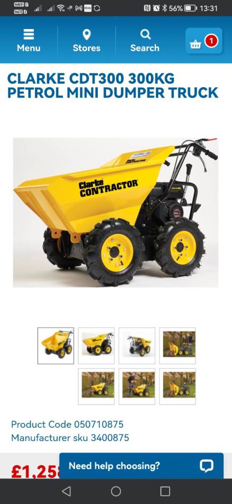 Clarke CDT300 DUMPER 4X4 300KG CAPACITY, BRAND NEW BOXED
