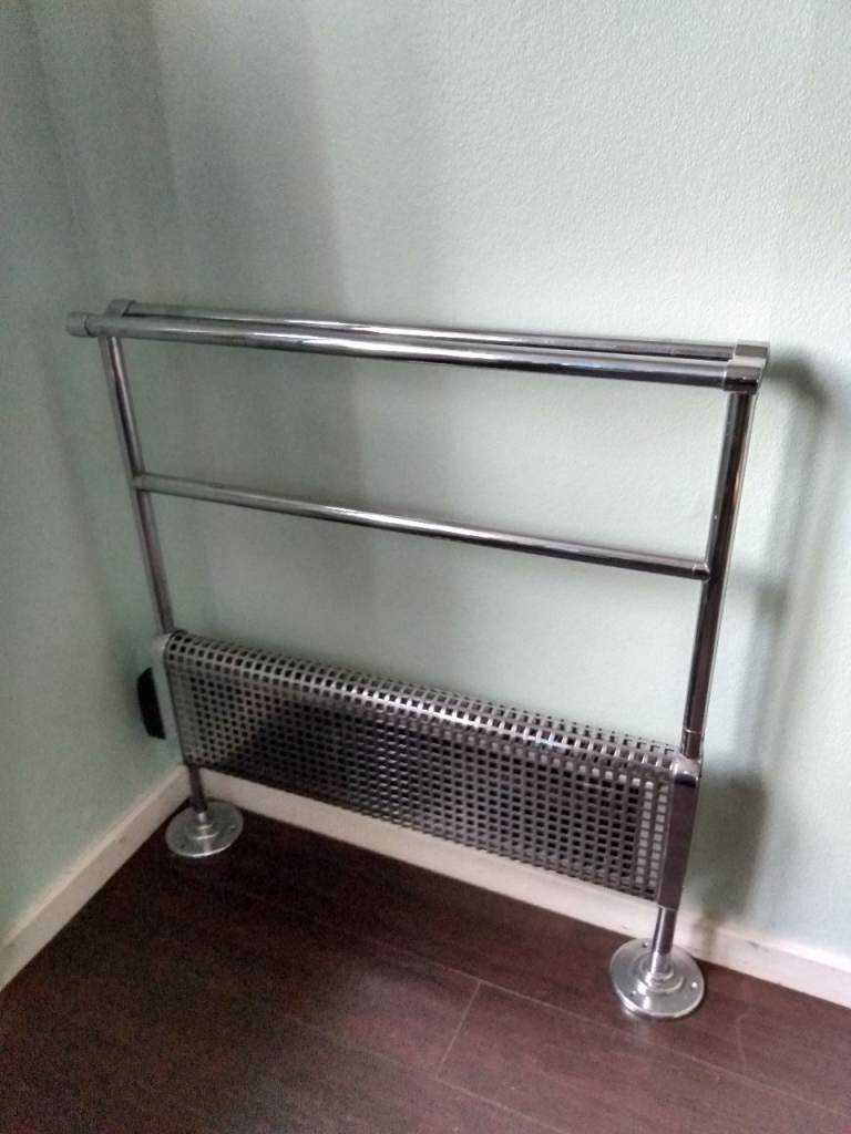 Chrome towel rail towel rack, radiator, floor mounted electric radiator. c.1930 