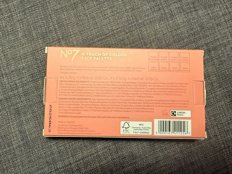 No7 A TOUCH OF COLOUR FACE PALETTE 