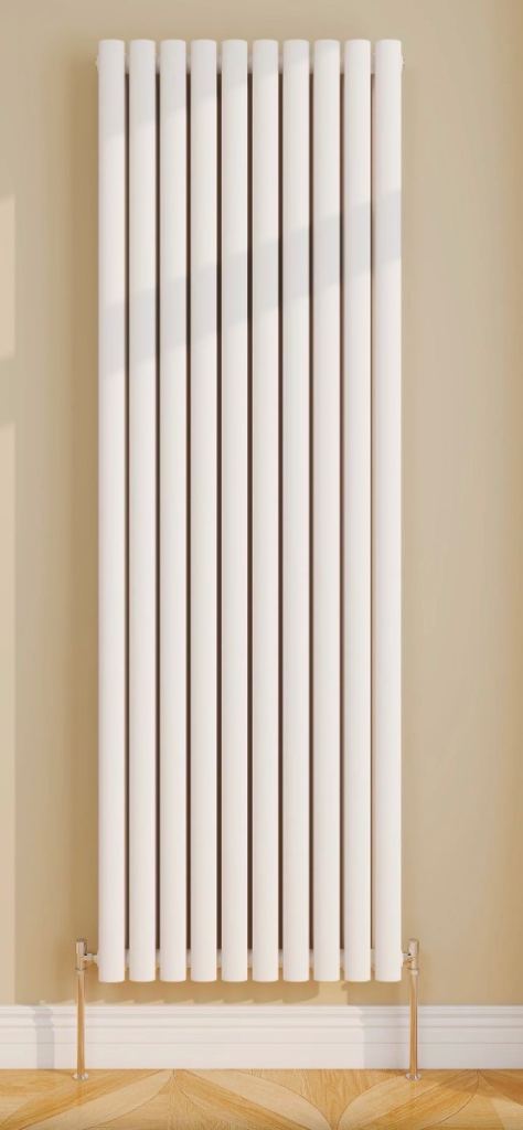 Sline Radiator Vertical Double Panel Oval Column White Designer Radiator