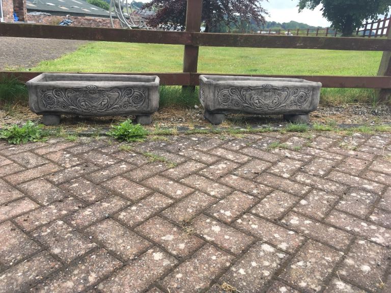 2 large garden bow fronted trough